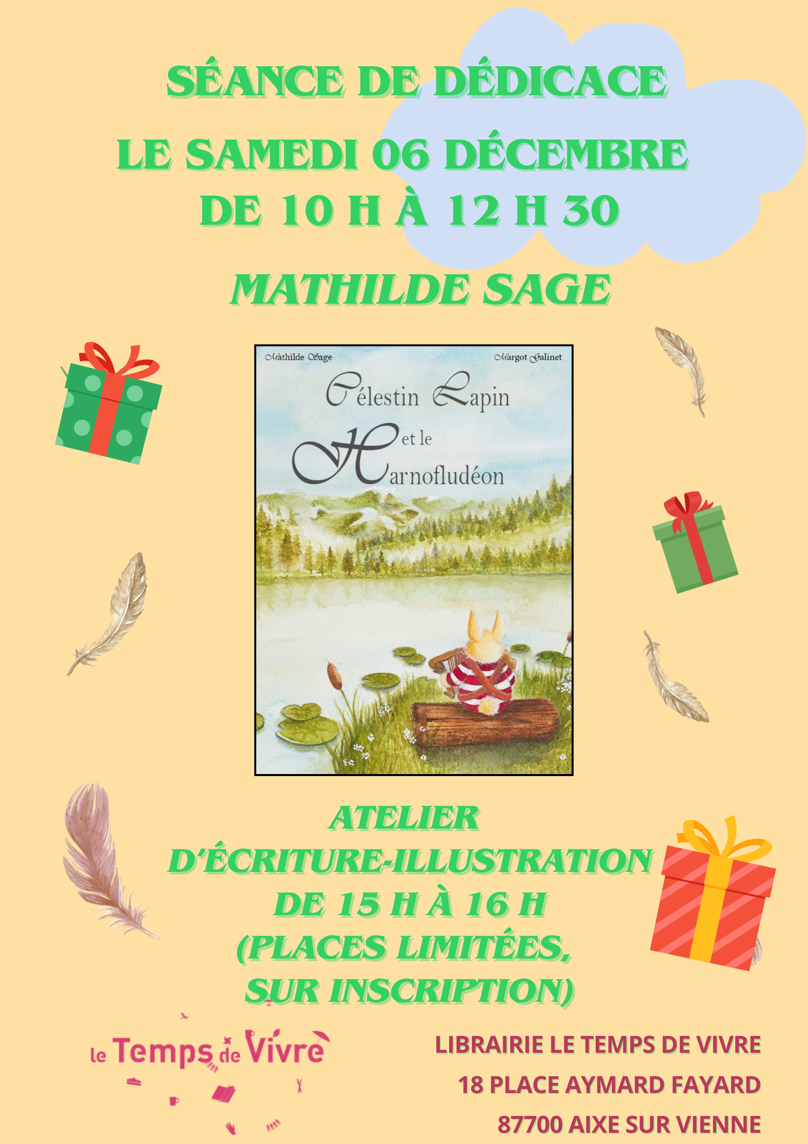 Affiche dédicace et atelier Journée avec Mathilde SAGE
